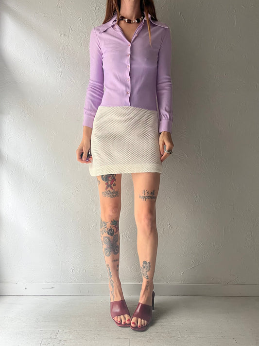 70s 'Aldens Family' Purple Retro Mod Summer Mini Dress / Small