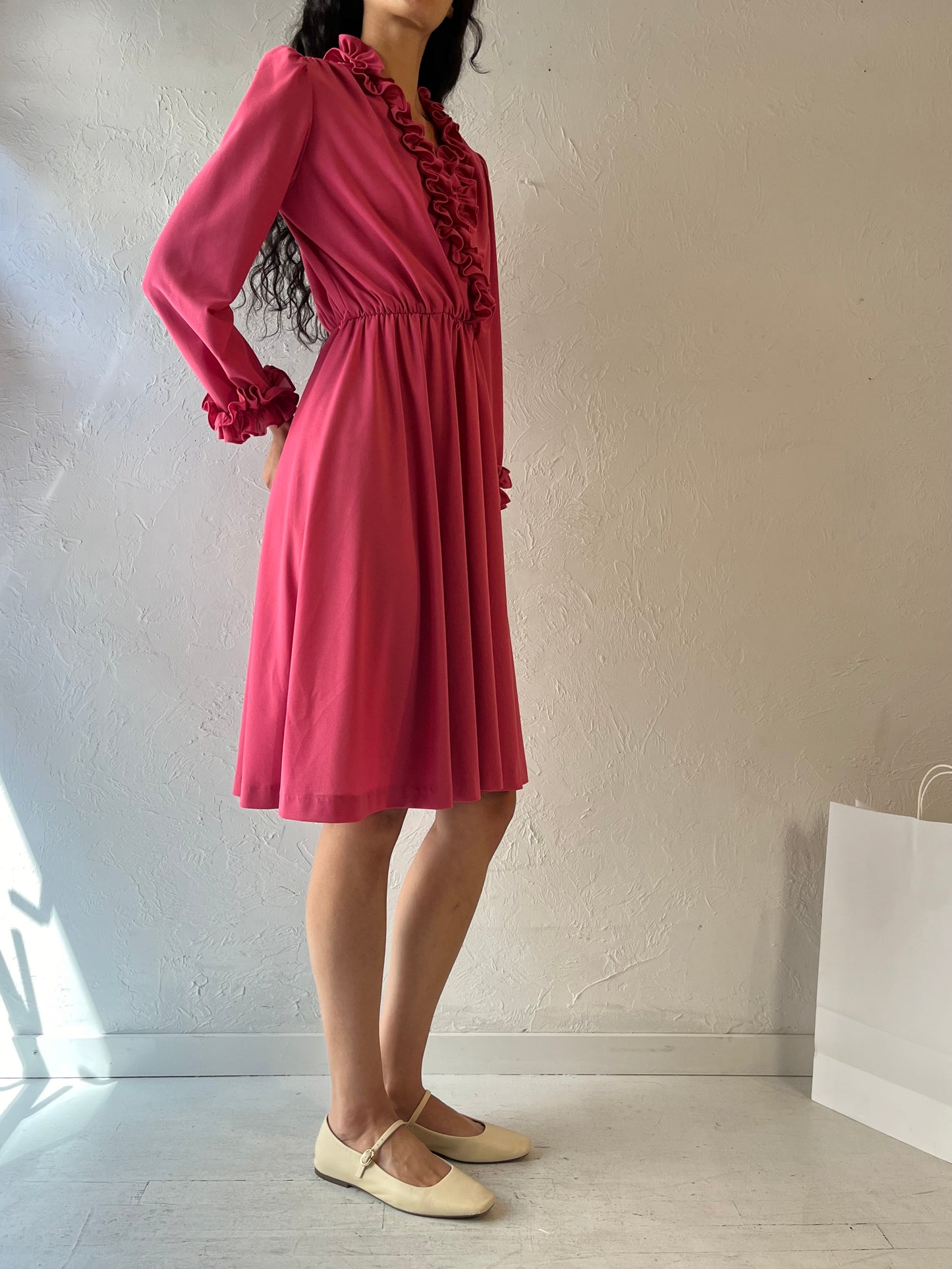 70s 'Lady Carol' Pink Midi Dress / Small