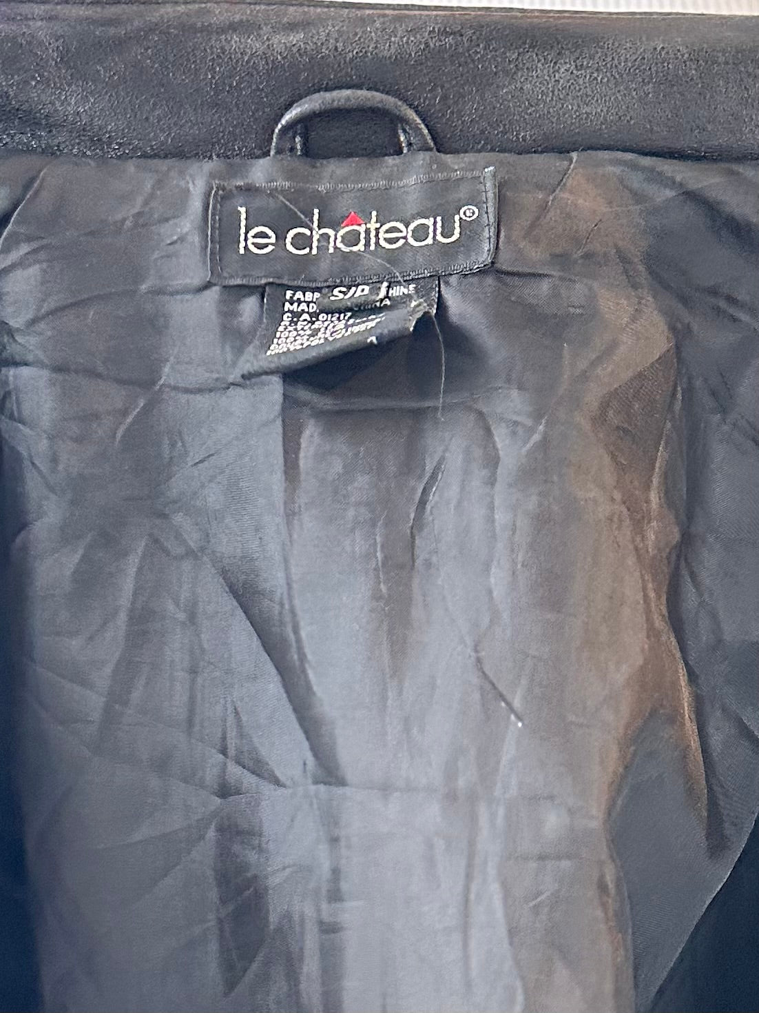 90s 'Le Chateau' Black Leather Jacket / Small