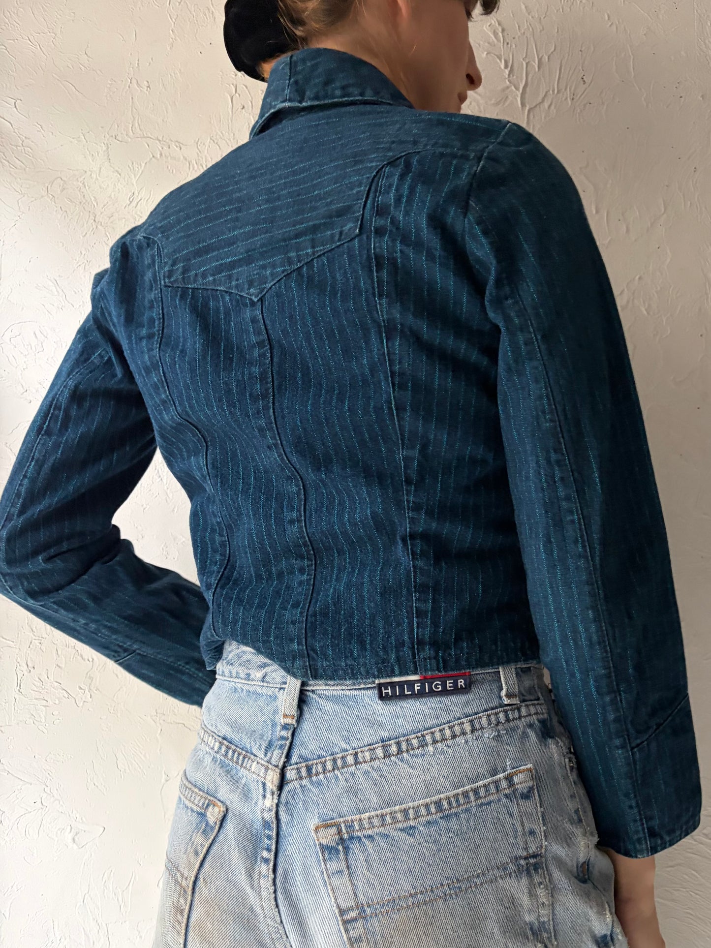 Vintage 'Fancy Ass' Pinstripe Denim Jacket / XS