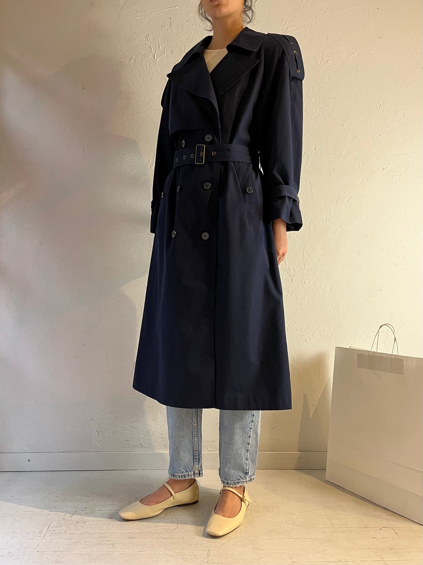 90s ‘Collections Elegante’ Blue Trench Coat / Medium