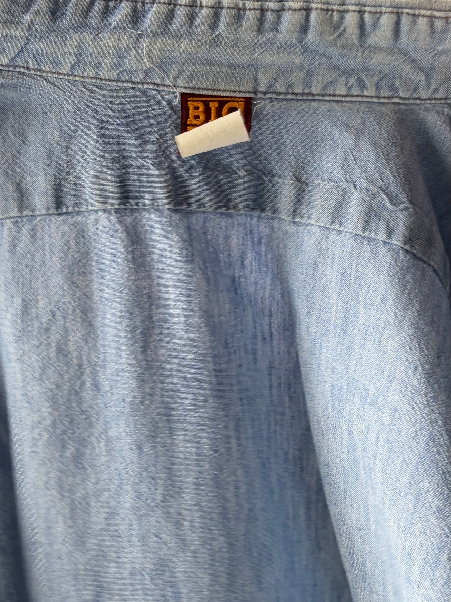 90s 'Big Ben' Denim Western Cowboy Workwear Pearl Snap Shirt / Large
