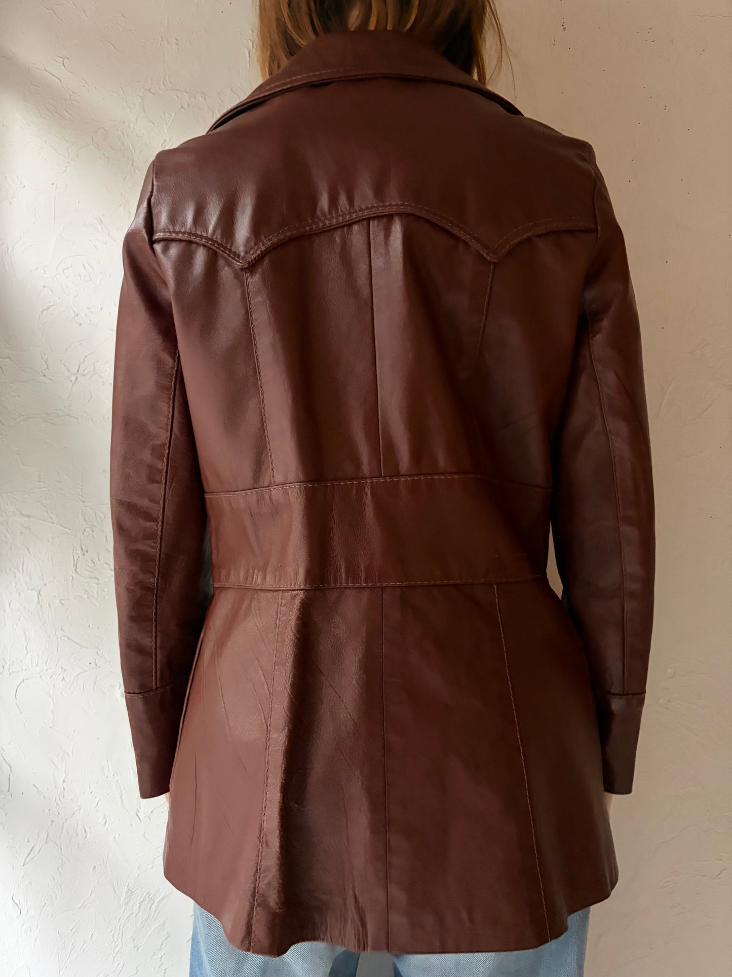 70s 'Western Originals' Brown Leather Jacket / Small
