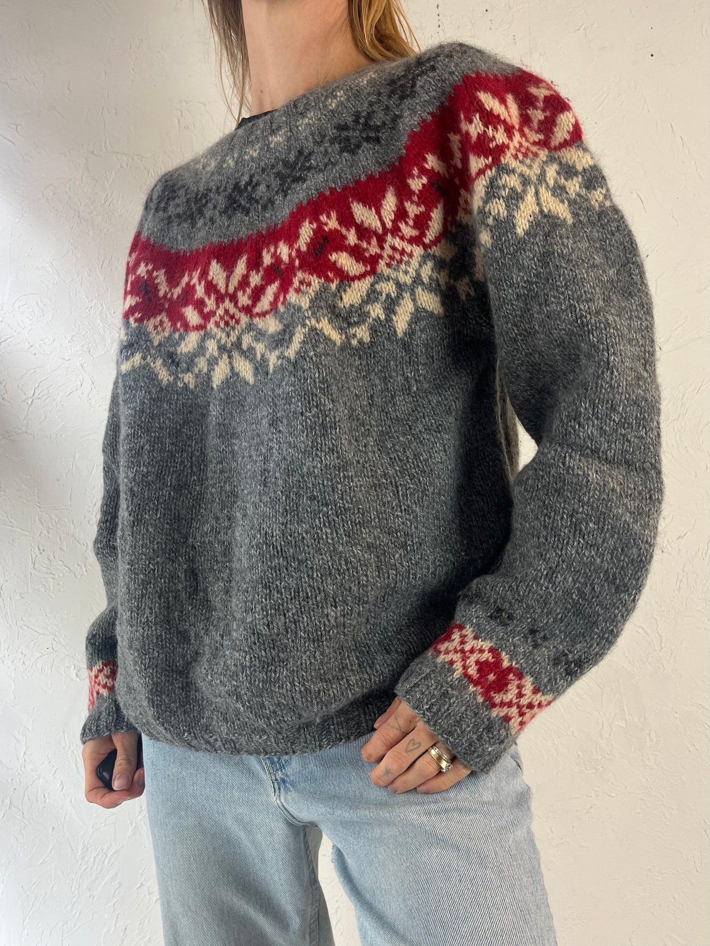Y2k 'Eddie Bauer' Wool Nylon Knit Ski Sweater / Small