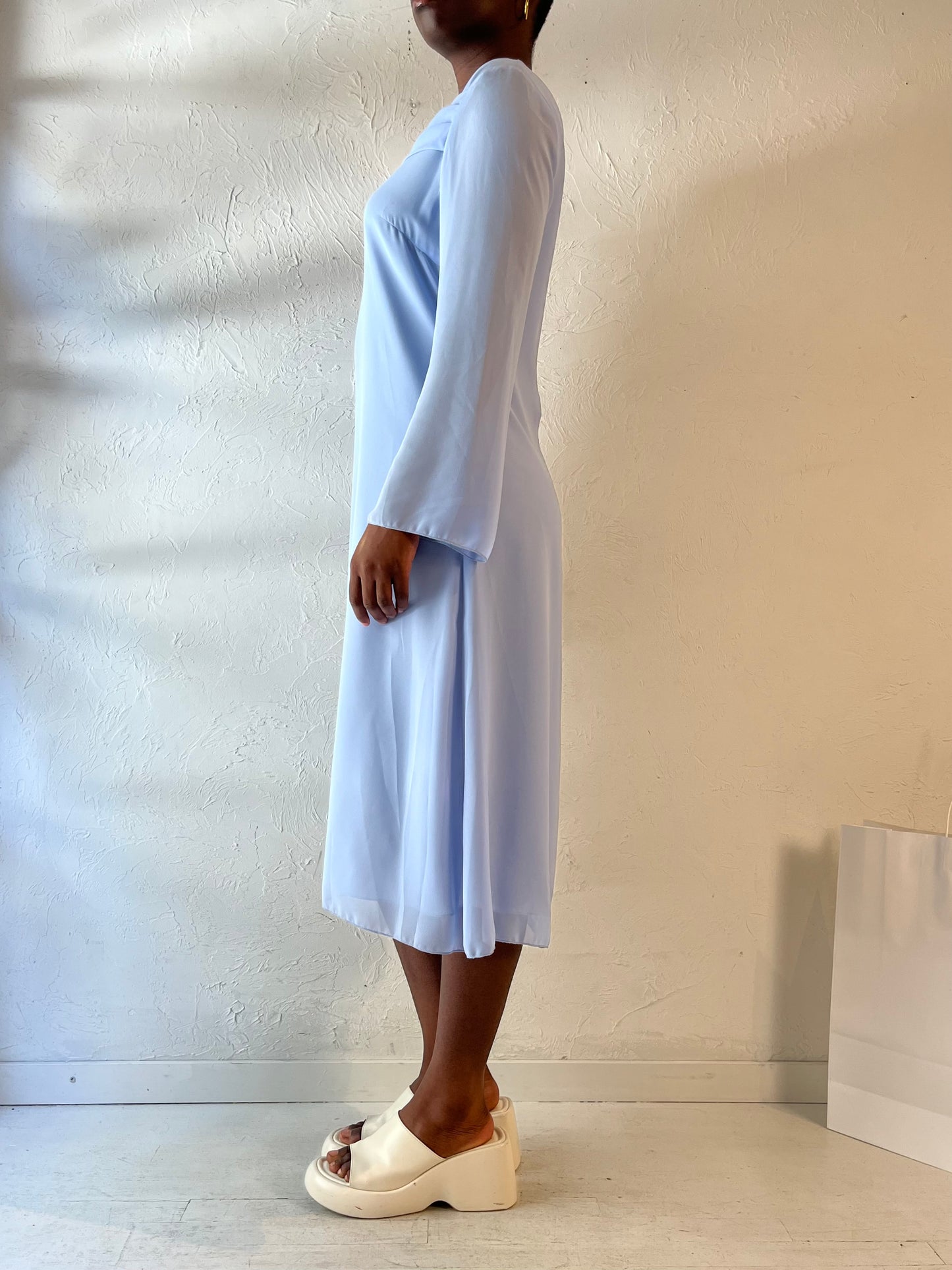 Vintage Pale Blue Long Sleeve Dress / Medium