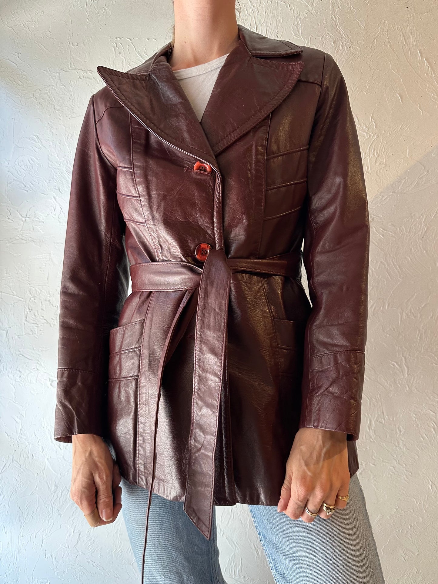 70s ‘Sears’ Burgundy Leather Jacket / Small