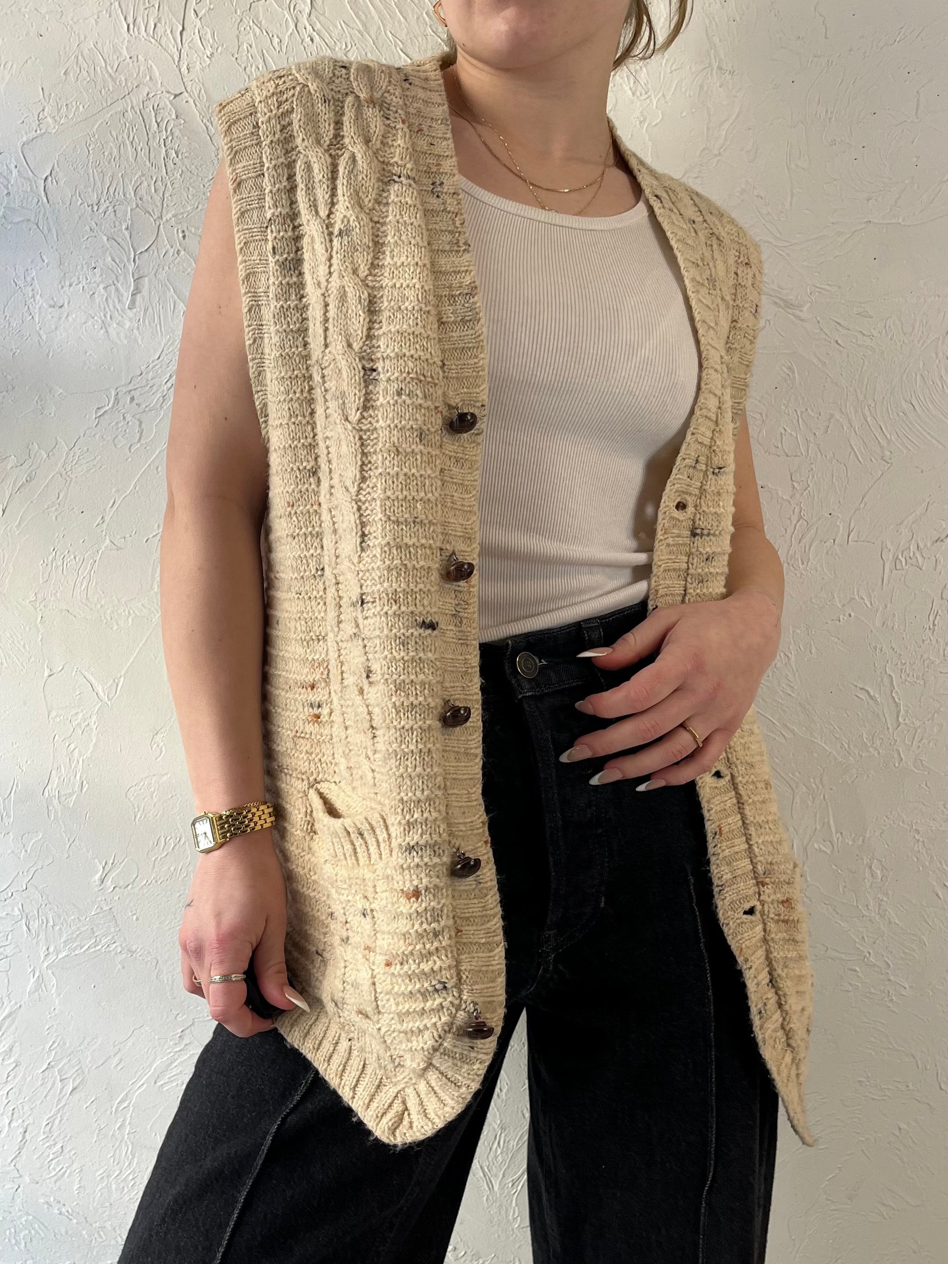 80s ‘JC Penny’ Beige Knit Union Made Vest / XL