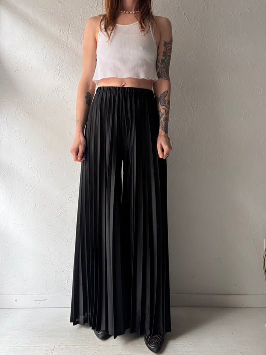 70s 'Win Sten' Union Made Black Accordion Bell Bottom Flare Pants / Small