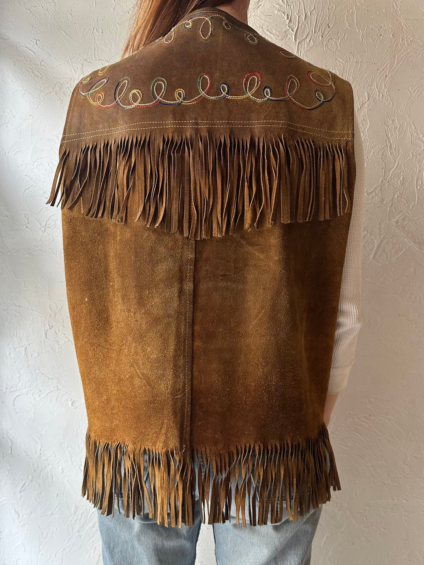 70s Suede Fringe Vest / Large