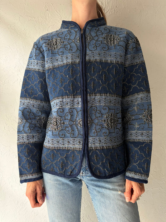 Vintage' Tradition' Blue Tapestry Jacket / Large