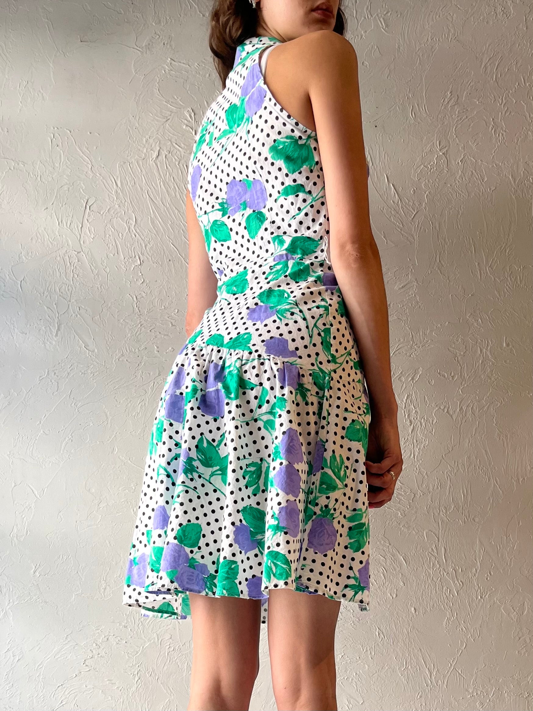 90s 'Passport' Collared Cotton Polka Dot Dress / Small 90s 'Passport' Collared Cotton Polka Dot Dress / Small