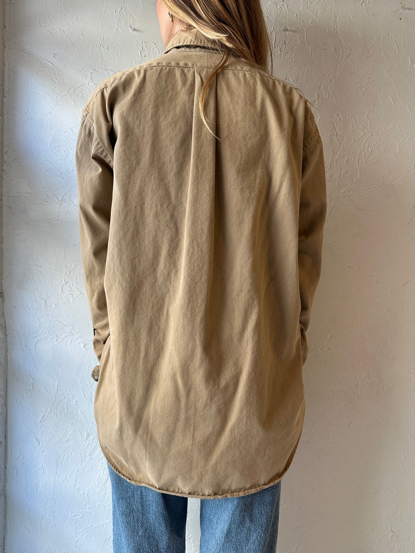 90s ‘Ralph Lauren’ Beige Button Up Shirt / Medium