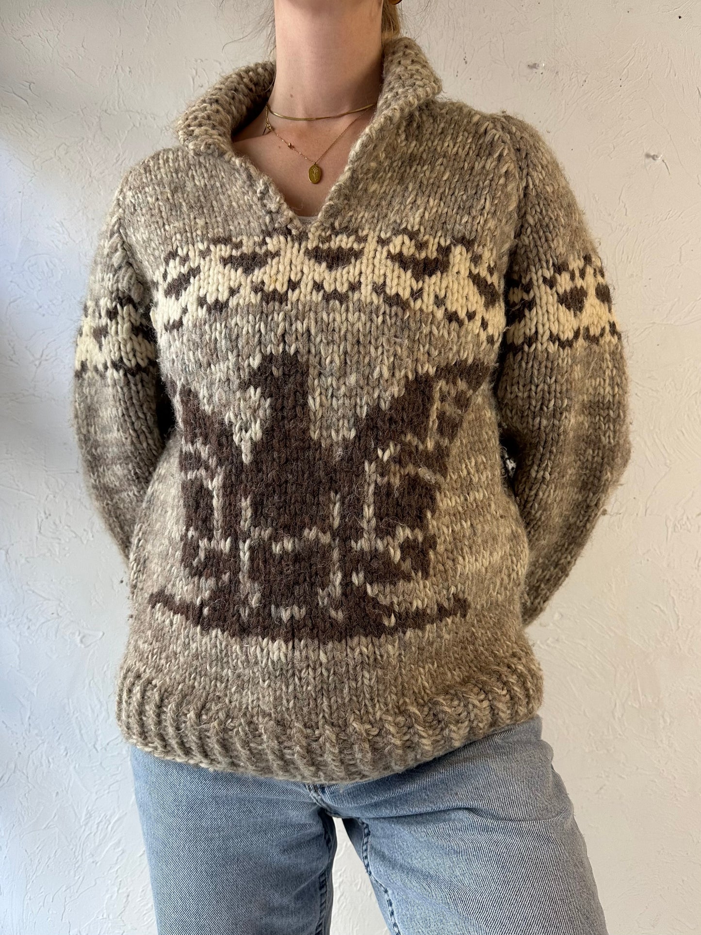 Vintage Hand Knit Eagle Sweater / Small