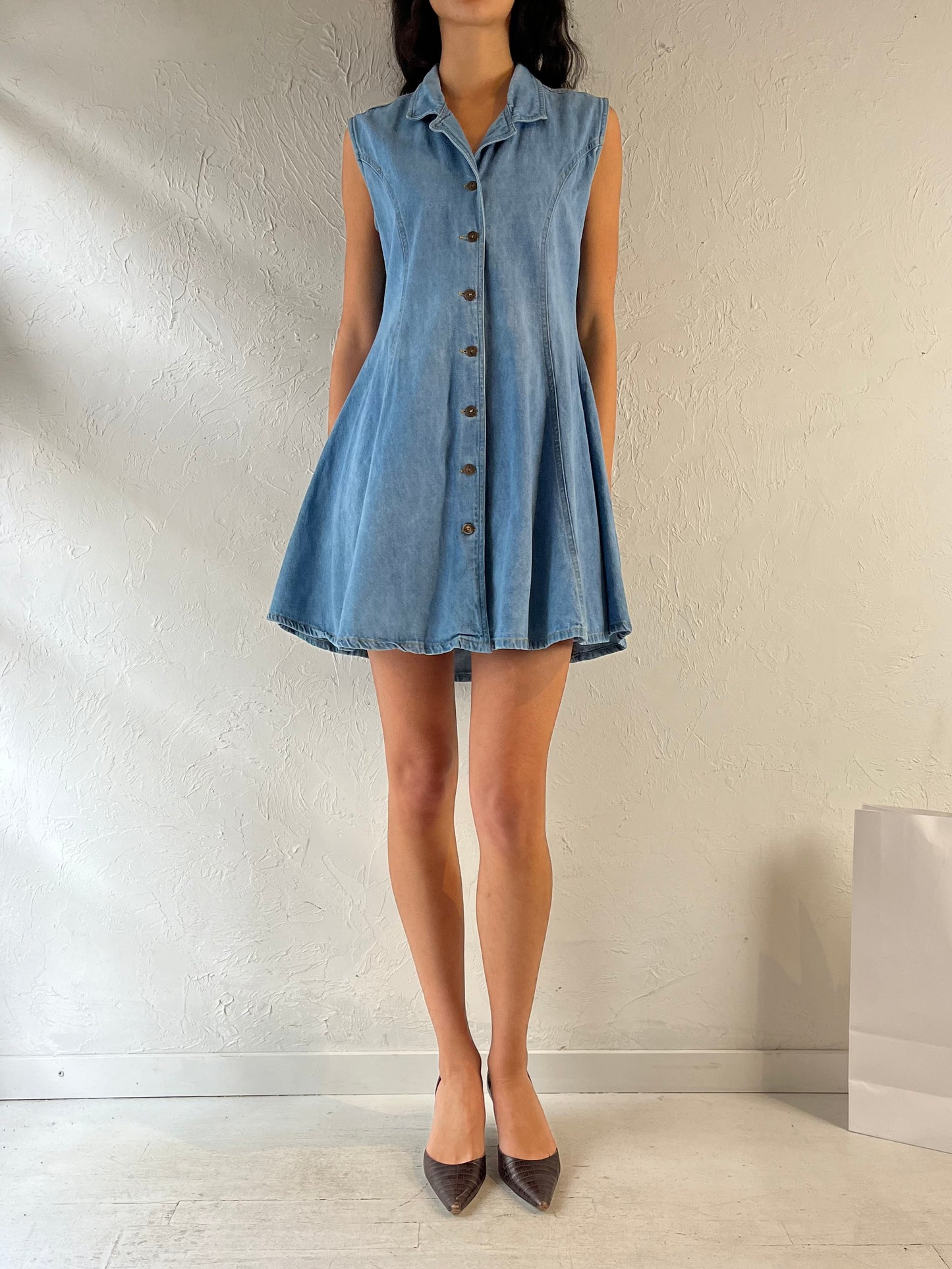 Y2K ‘Dixie Blues’ Collared Denim Mini Dress / Large