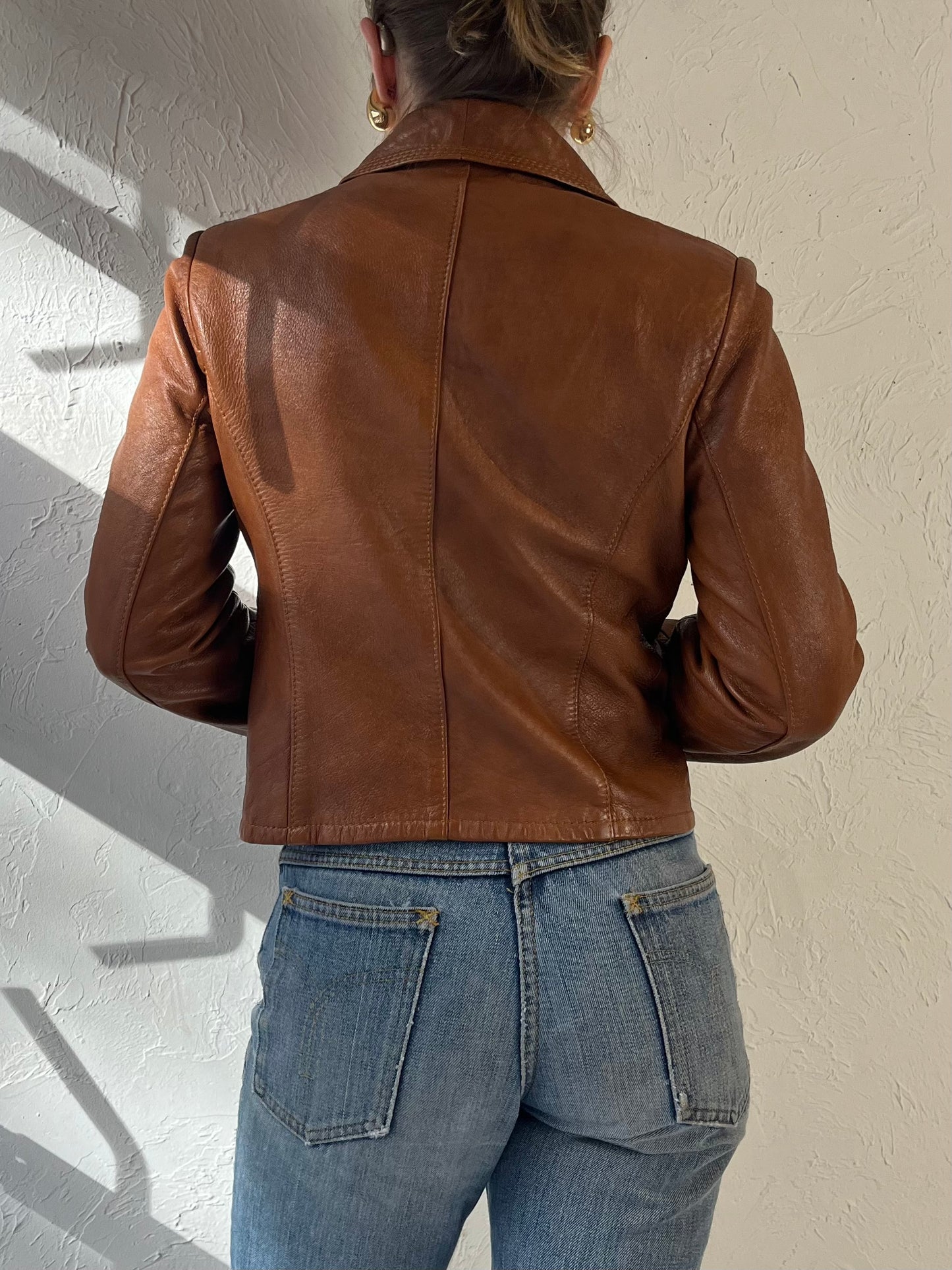 70s 'Marquis' Brown Leather Jacket / Small