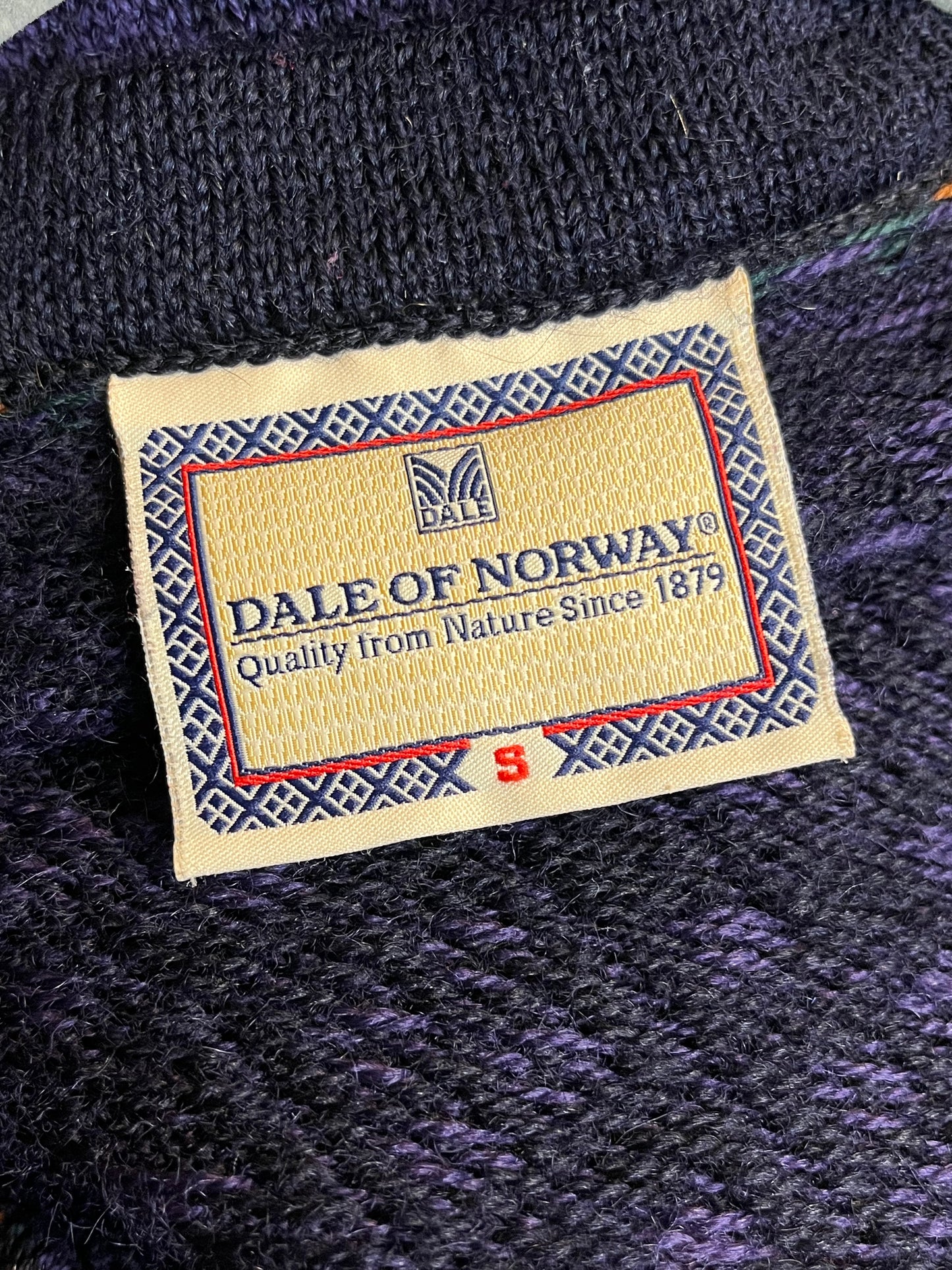 Vintage 'Dale of Norway' Purple Knit Wool Cardigan Sweater / Small