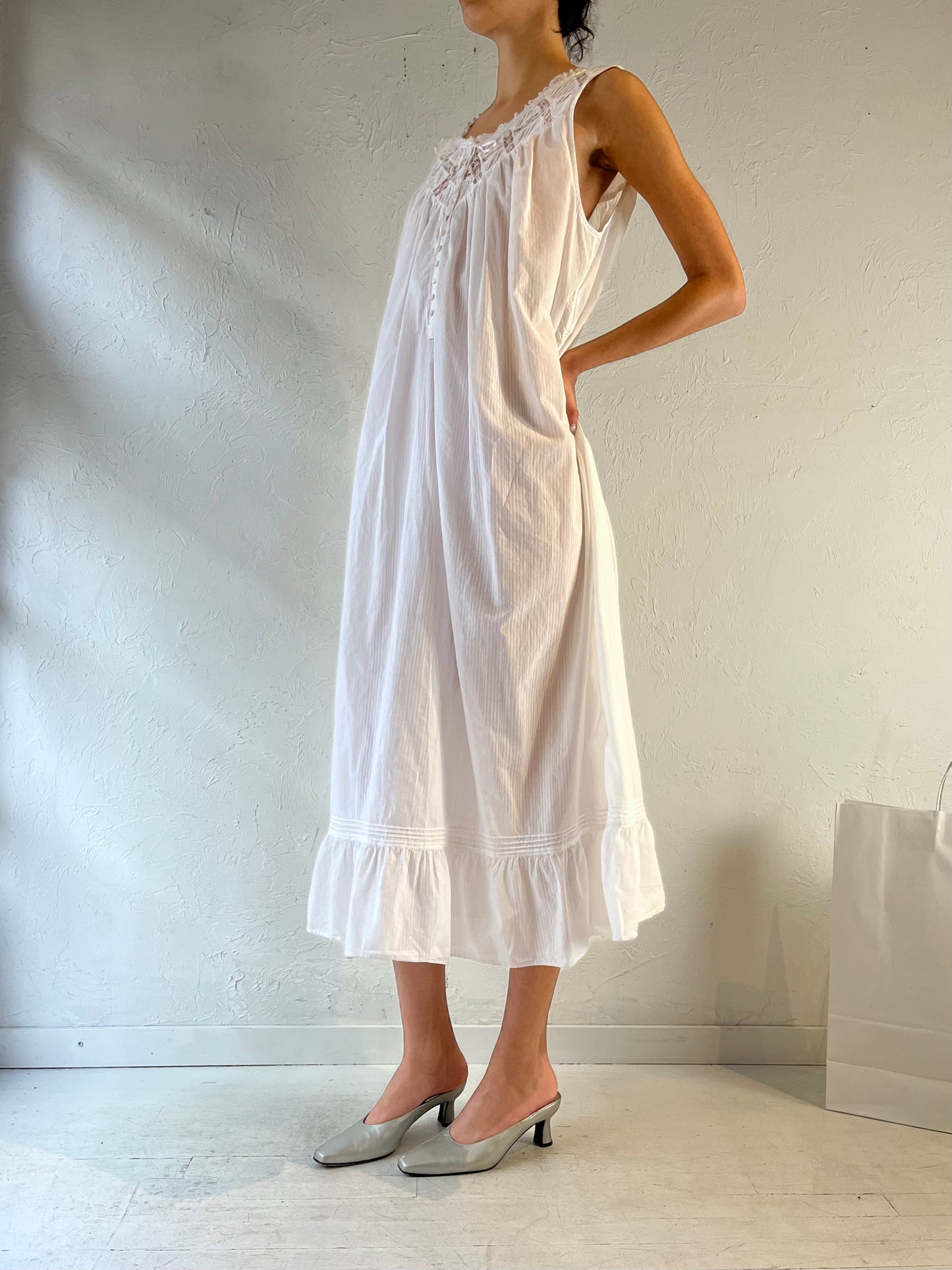 Y2K ‘Eileen West’ White Cotton Dress / Large