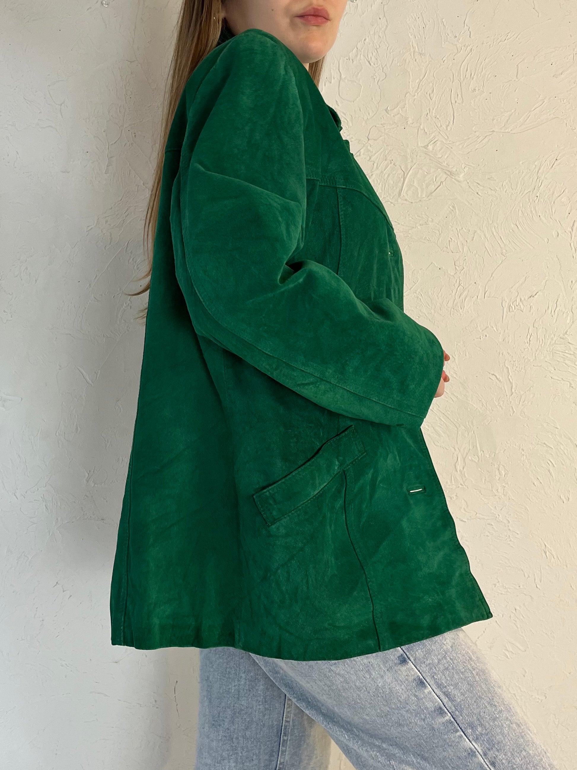 90s ‘Danier’ Green Suede Leather Jacket / Medium