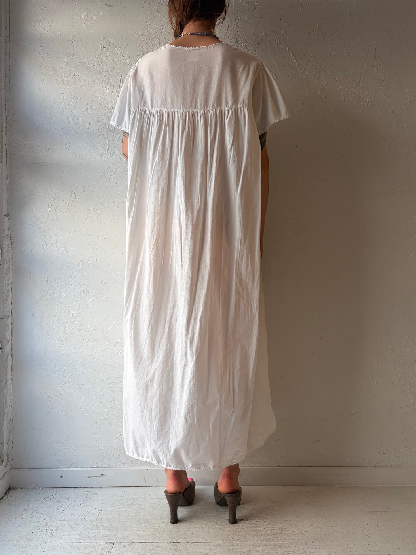 90s 'Timeless' White Cotton Dress / Medium