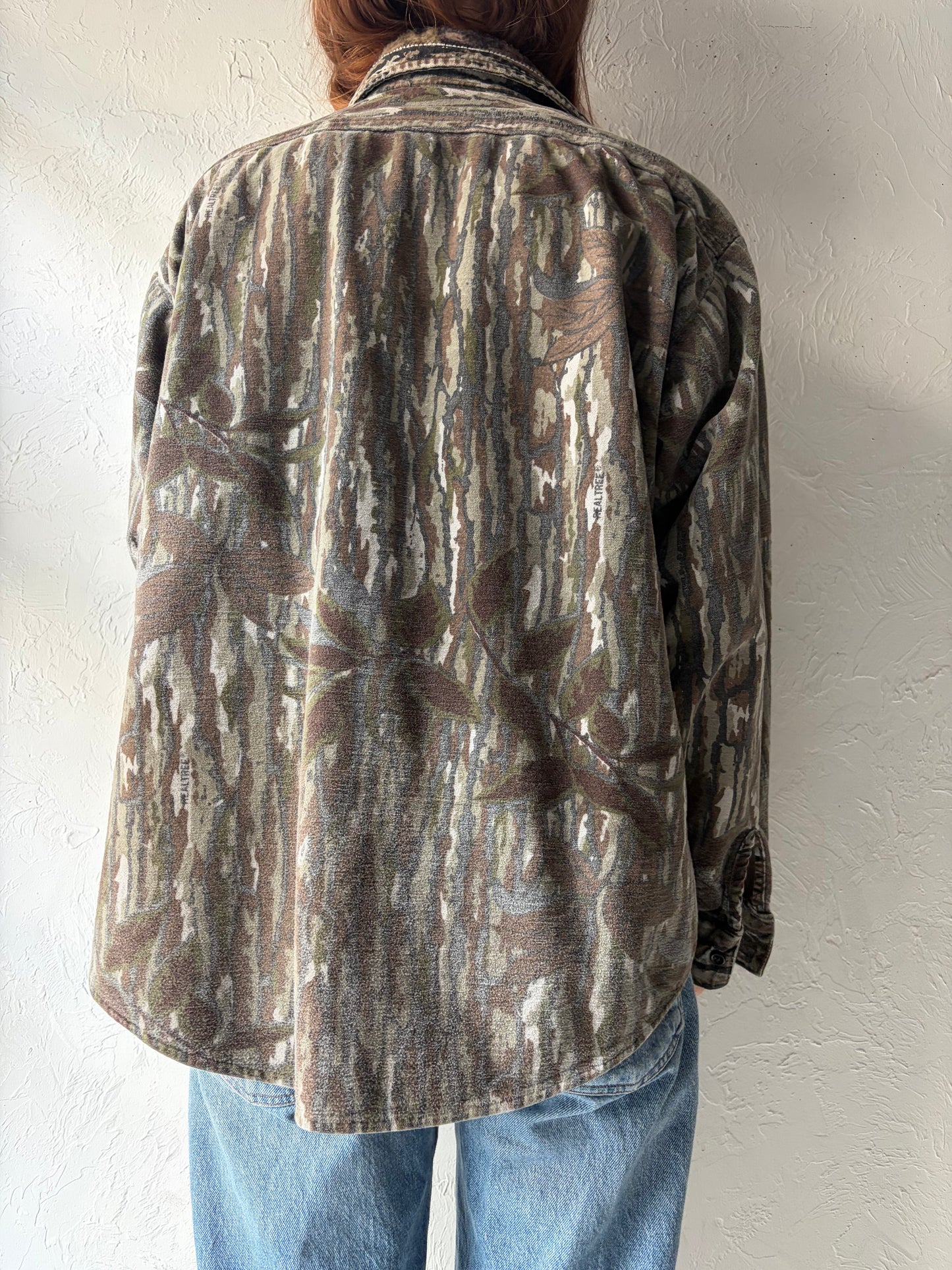 80s 'Five Brothers' Vintage Camo Cotton Flannel Hunting Shirt / Large