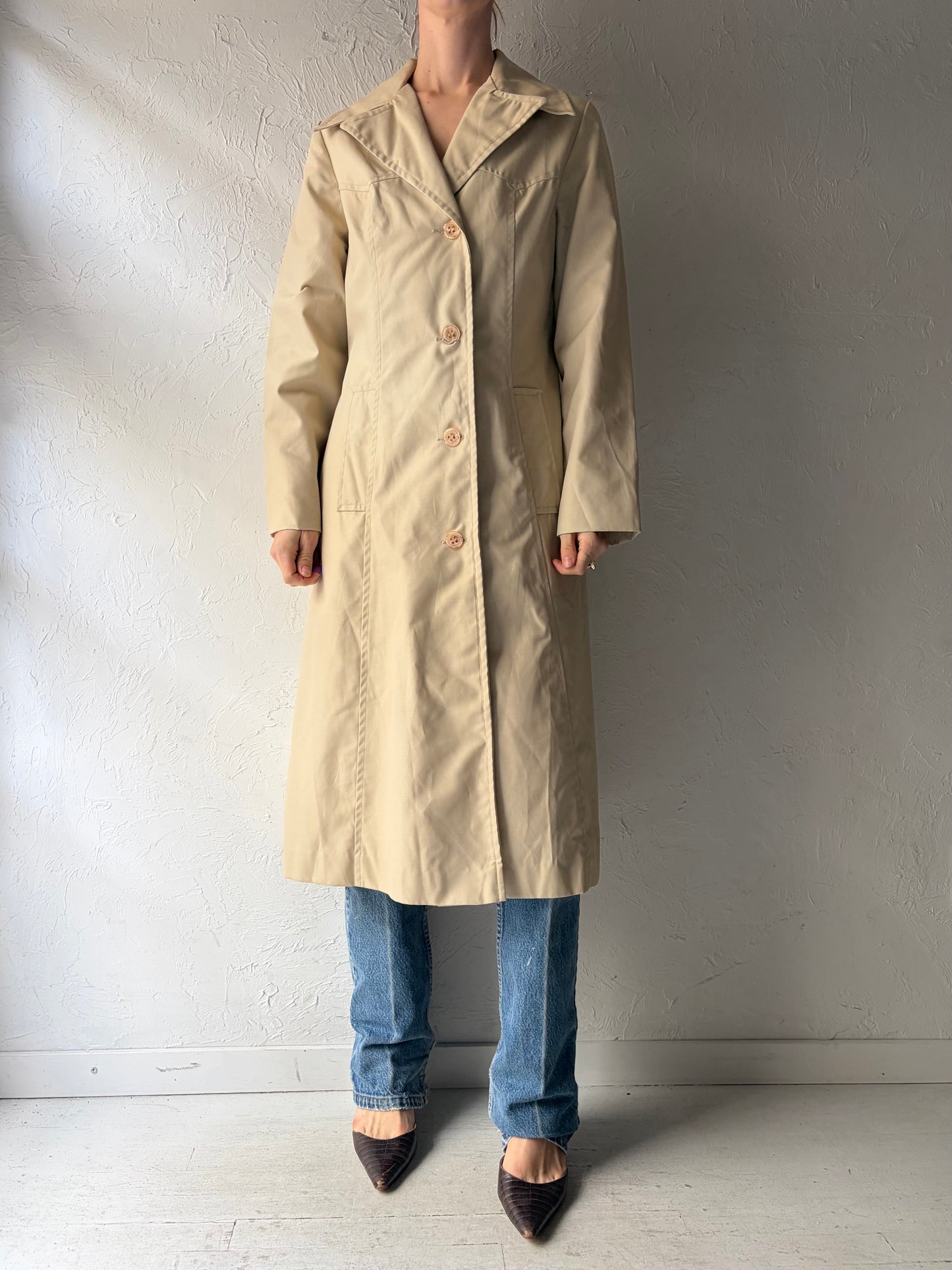 80s 'Brown' Vintage Classic Spring Trench Coat / Small