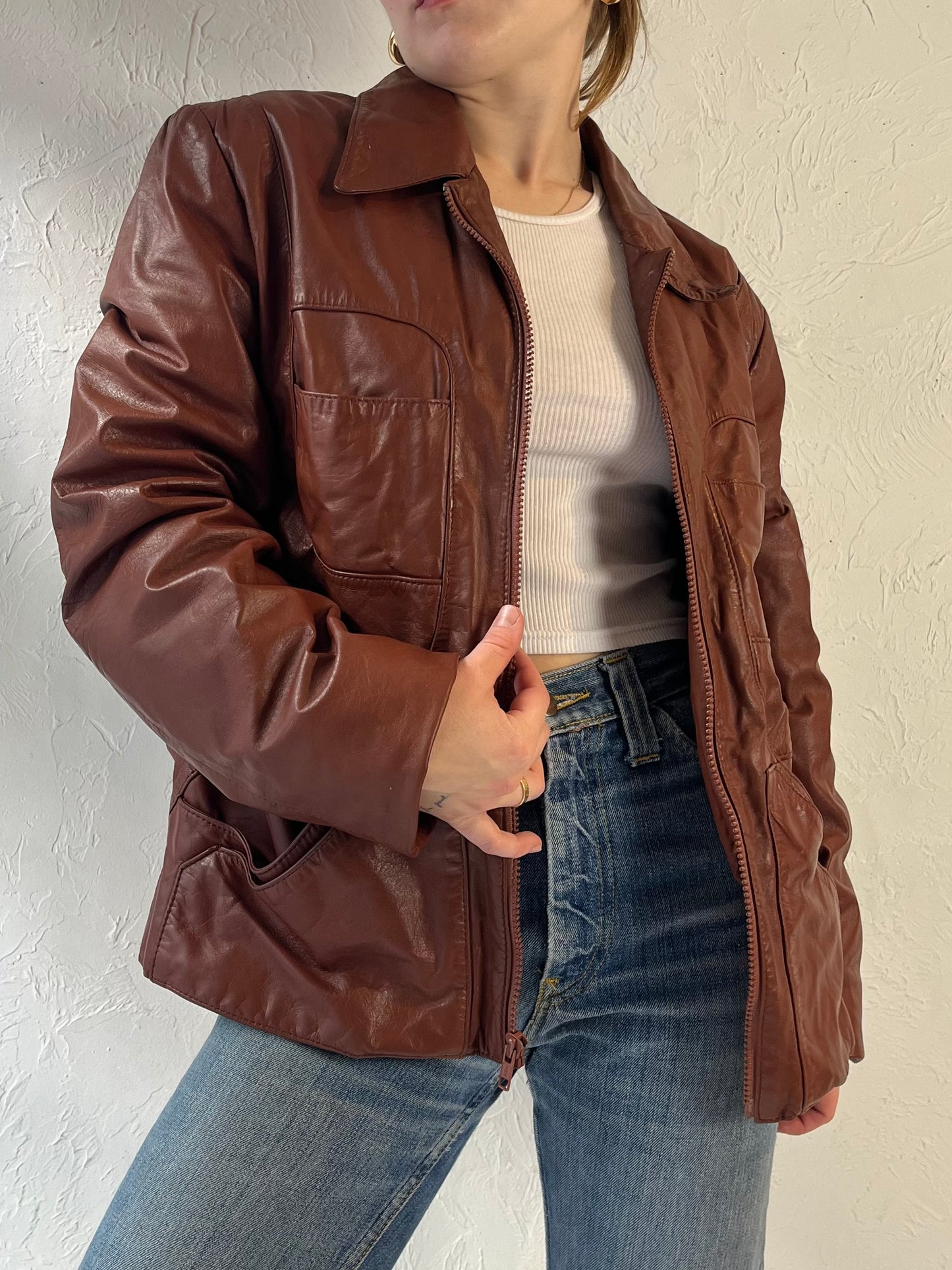 80s ‘Wilsons’ Brown Leather Jacket / Medium