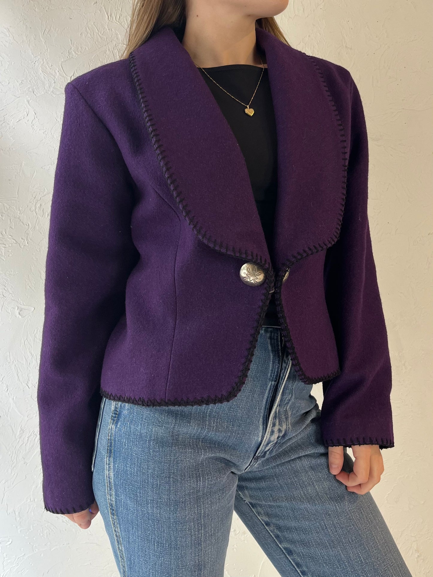 90s 'Midwest Garment' Purple Felt Western Jacket / Small