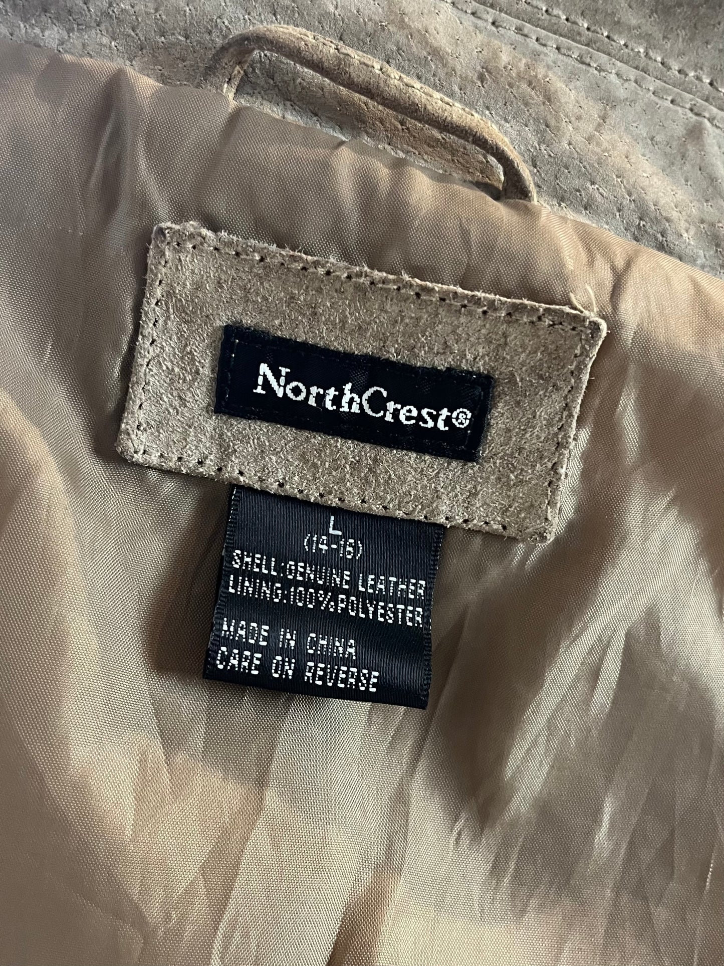 Y2k 'North Crest' Taupe Suede Jacket / L