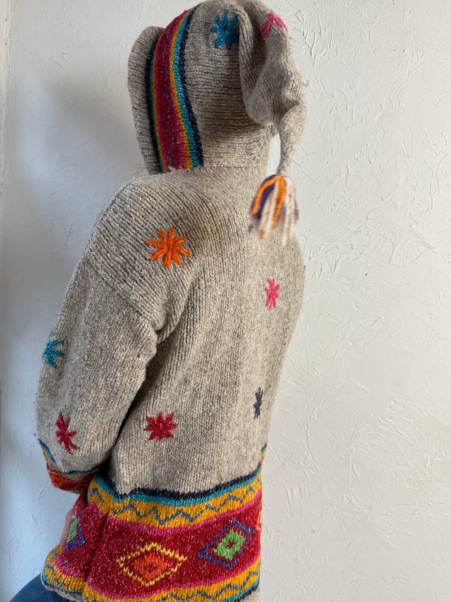 Vintage Beige Hand Knit Cotton Fairy Core Sweater / Medium