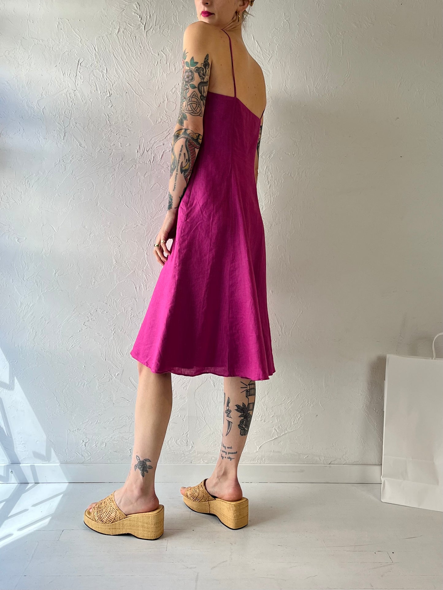 Y2k 'Ralph Lauren' Pink Linen Dress / Small