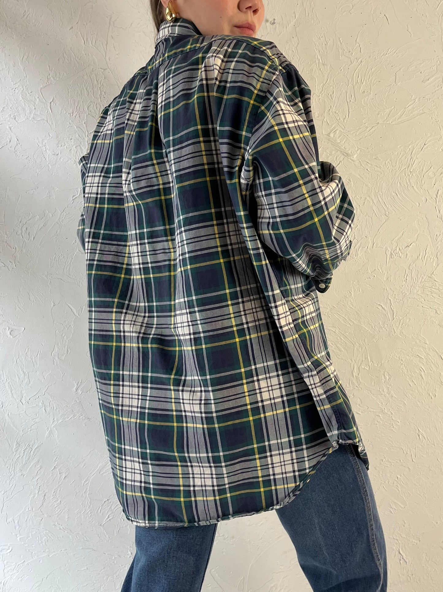 Y2K ‘Ralph Lauren’ Green Plaid Button Up Shirt / Large