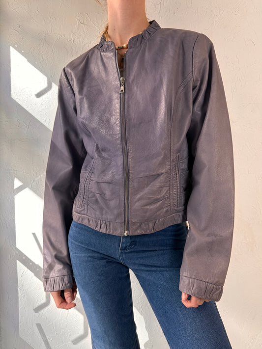 Y2k 'Danier' Purple Leather Jacket / Medium