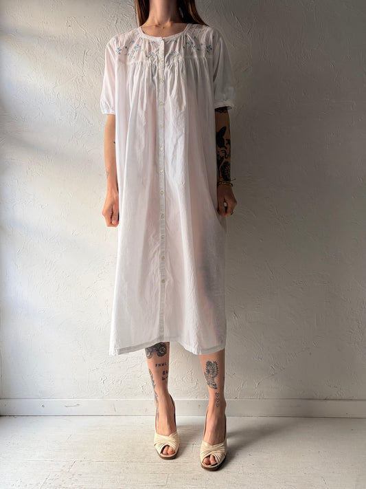 Y2k 'Secret Treasures' White Cotton Midi Dress / Large