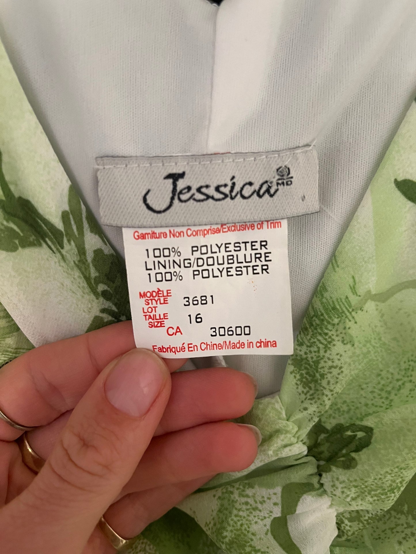 90s 'Jessica' Green Floral Spring Garden Party Midi Summer Dress / Large