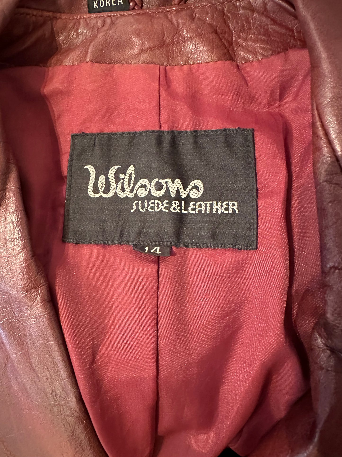 90s 'Wilsons' Burgundy Leather Trench Coat / Medium