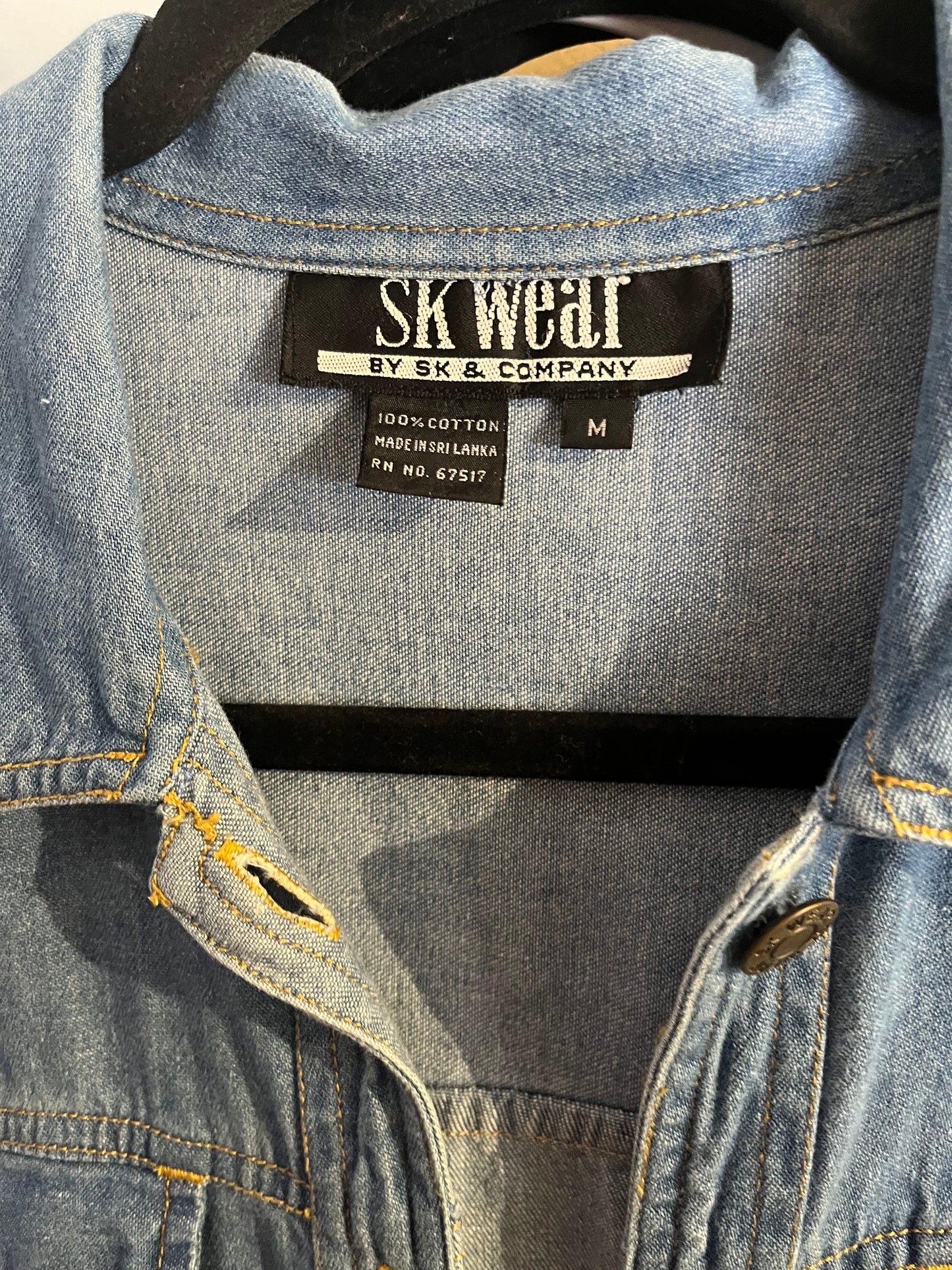 90s ‘SK Wear’ Collared Blue Denim Dress / Medium