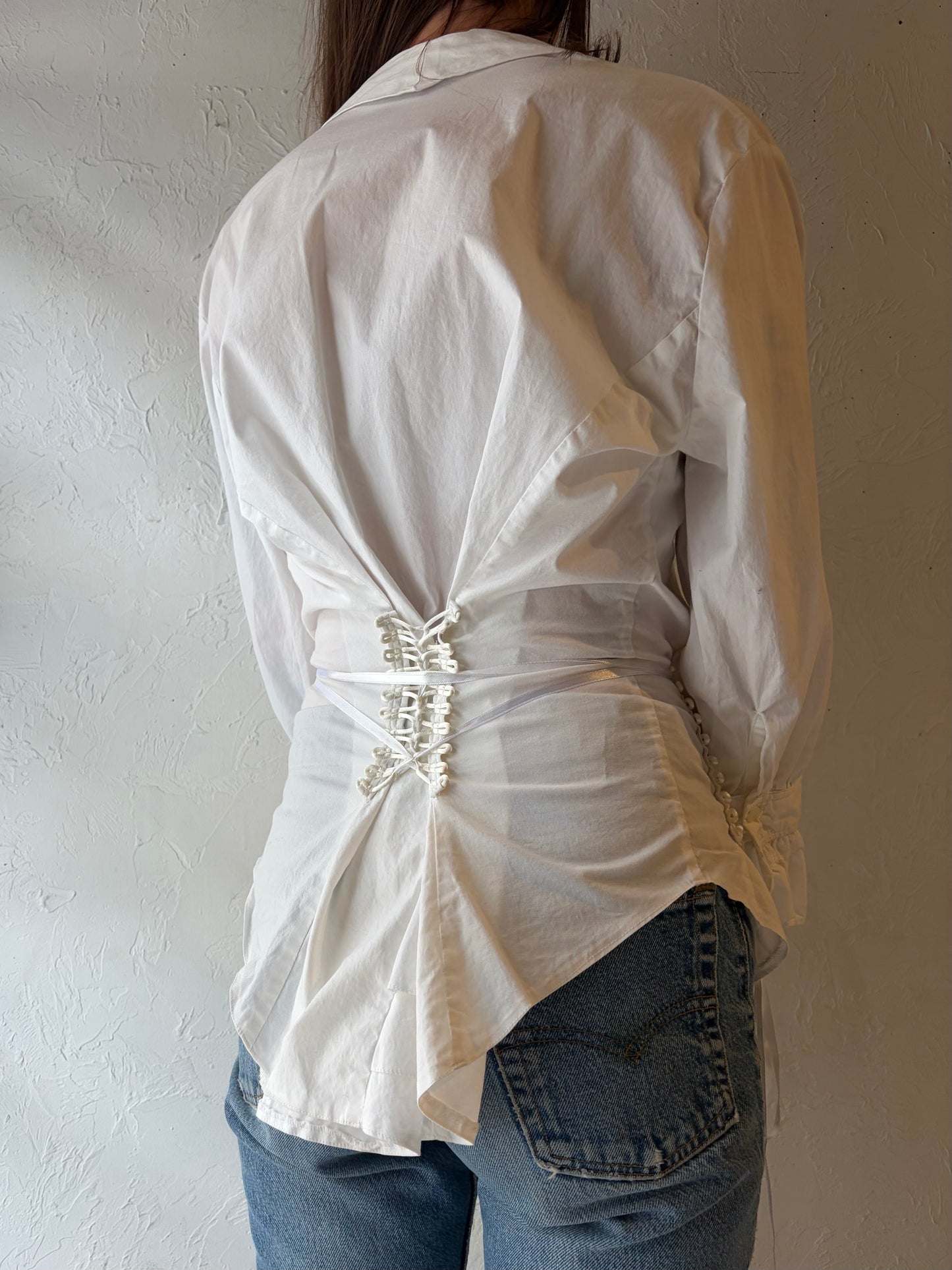 Vintage 'Scully' White Cottage Core Western Blouse / XXL
