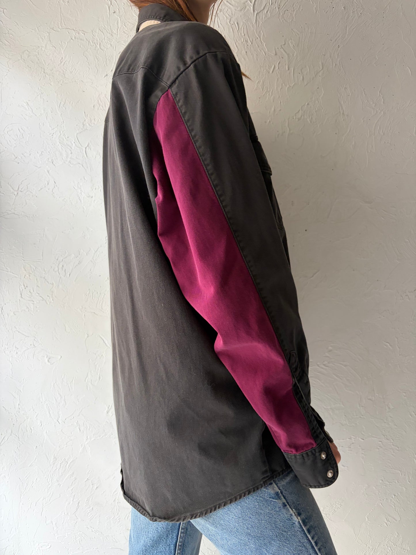 Y2k 'Wrangler' Western Snap Up Shirt / Medium