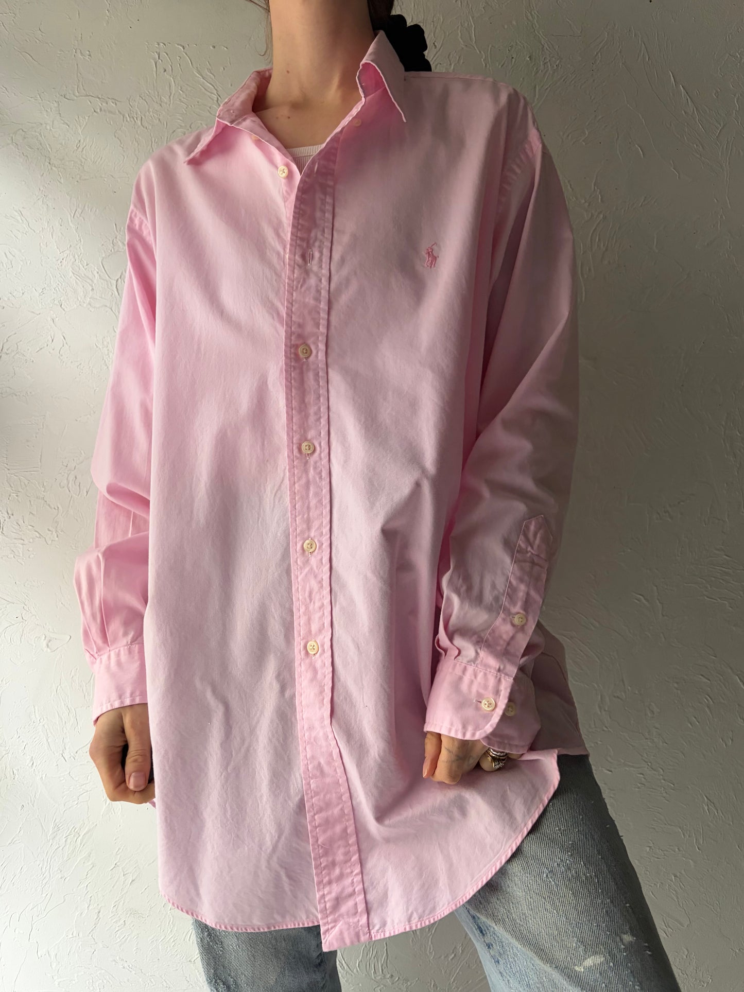 Y2k 'Ralph Lauren' Pink Button Up Shirt / Large