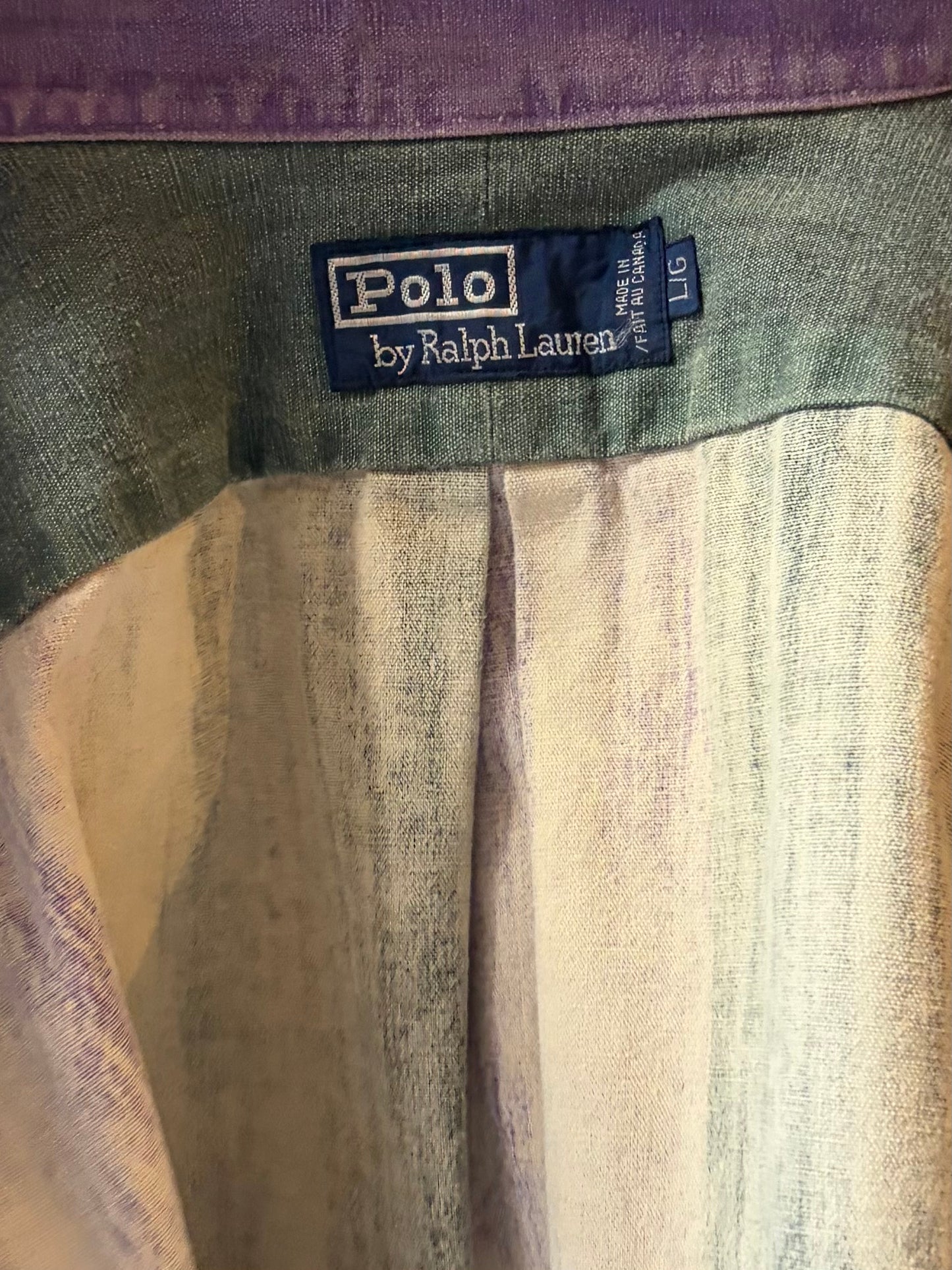 90s 'Ralph Lauren' Striped Button Up Shirt / Large