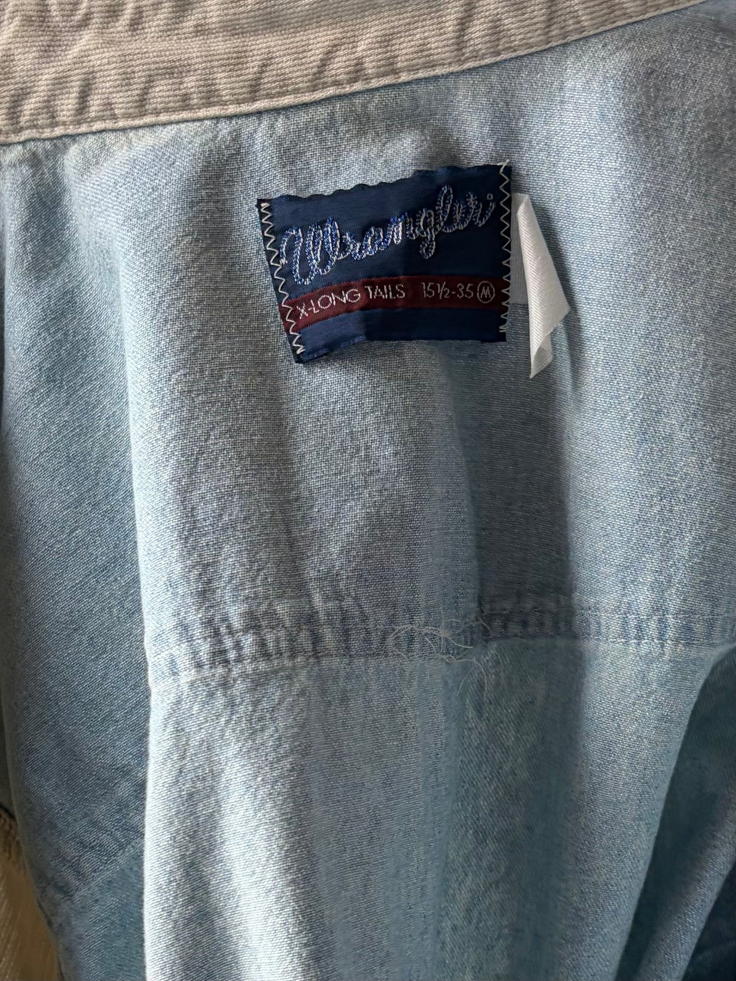 90s 'Wrangler' Denim Snap Up Western Shirt / Medium