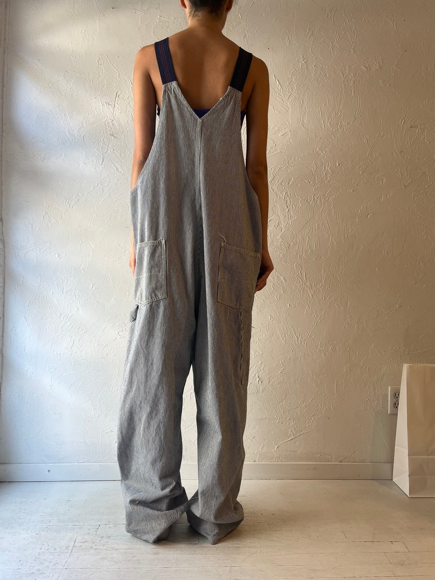 90s ‘Big B’ Pin Stripe Work Wear Overalls / XL