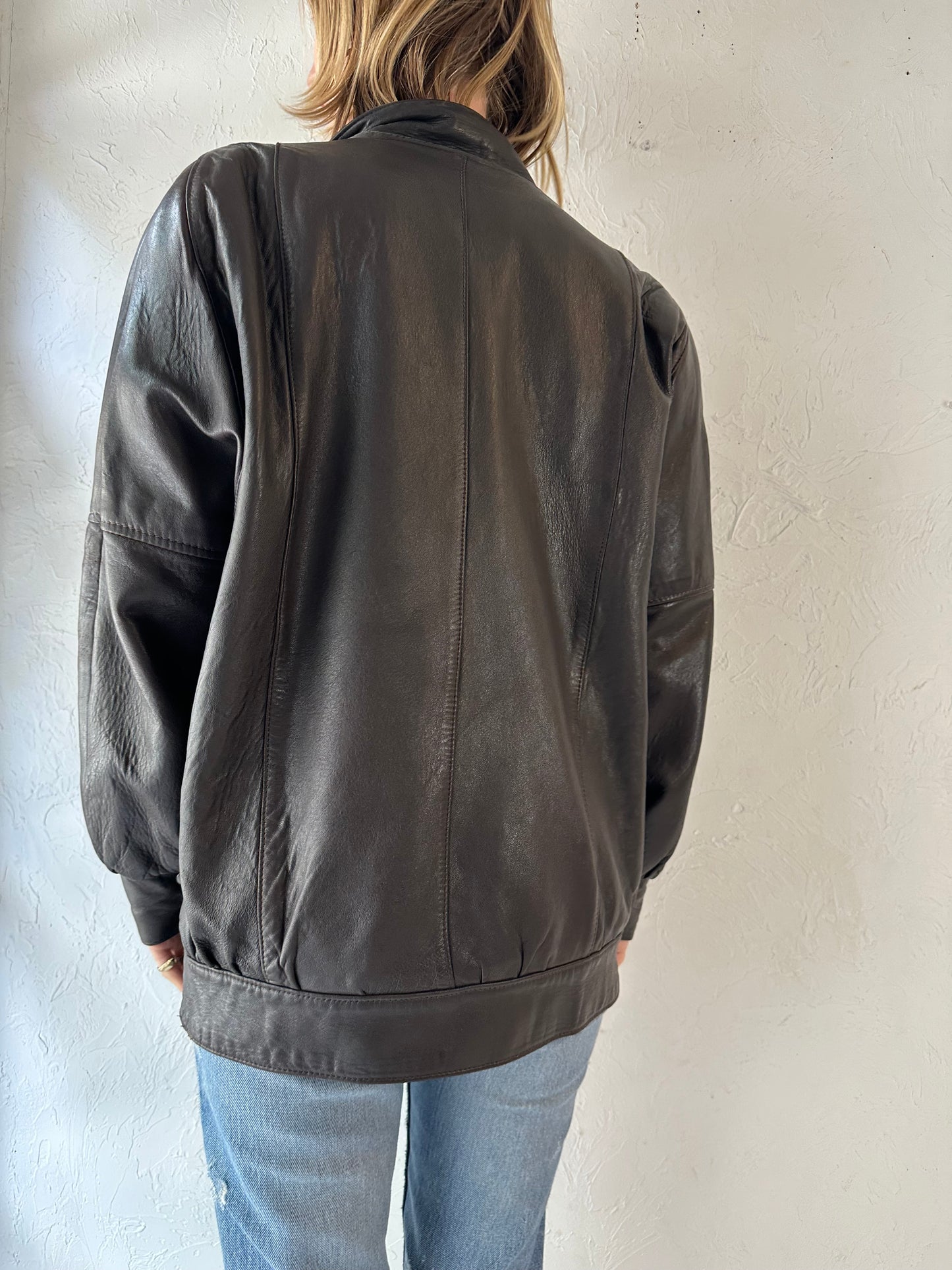 90s 'Lindzon' Brown Leather jacket / Medium