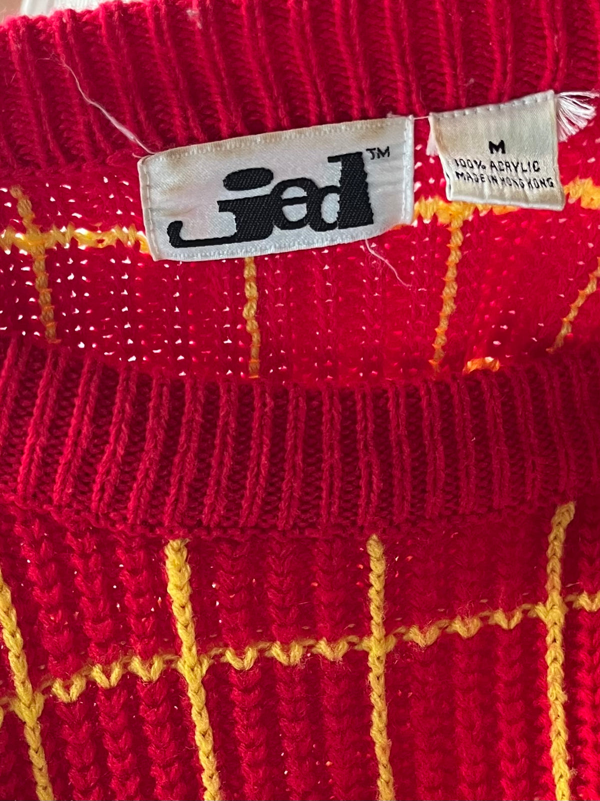 90s 'Jed' Checker Knit Pullover Sweater / Medium