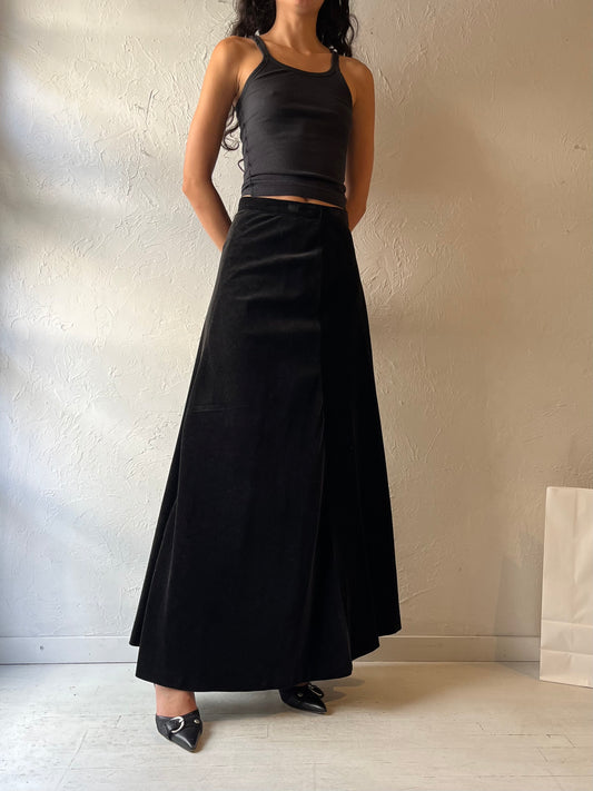 70s ‘Evan PICONE’ Black Velvet Maxi Skirt / Union Made / Small