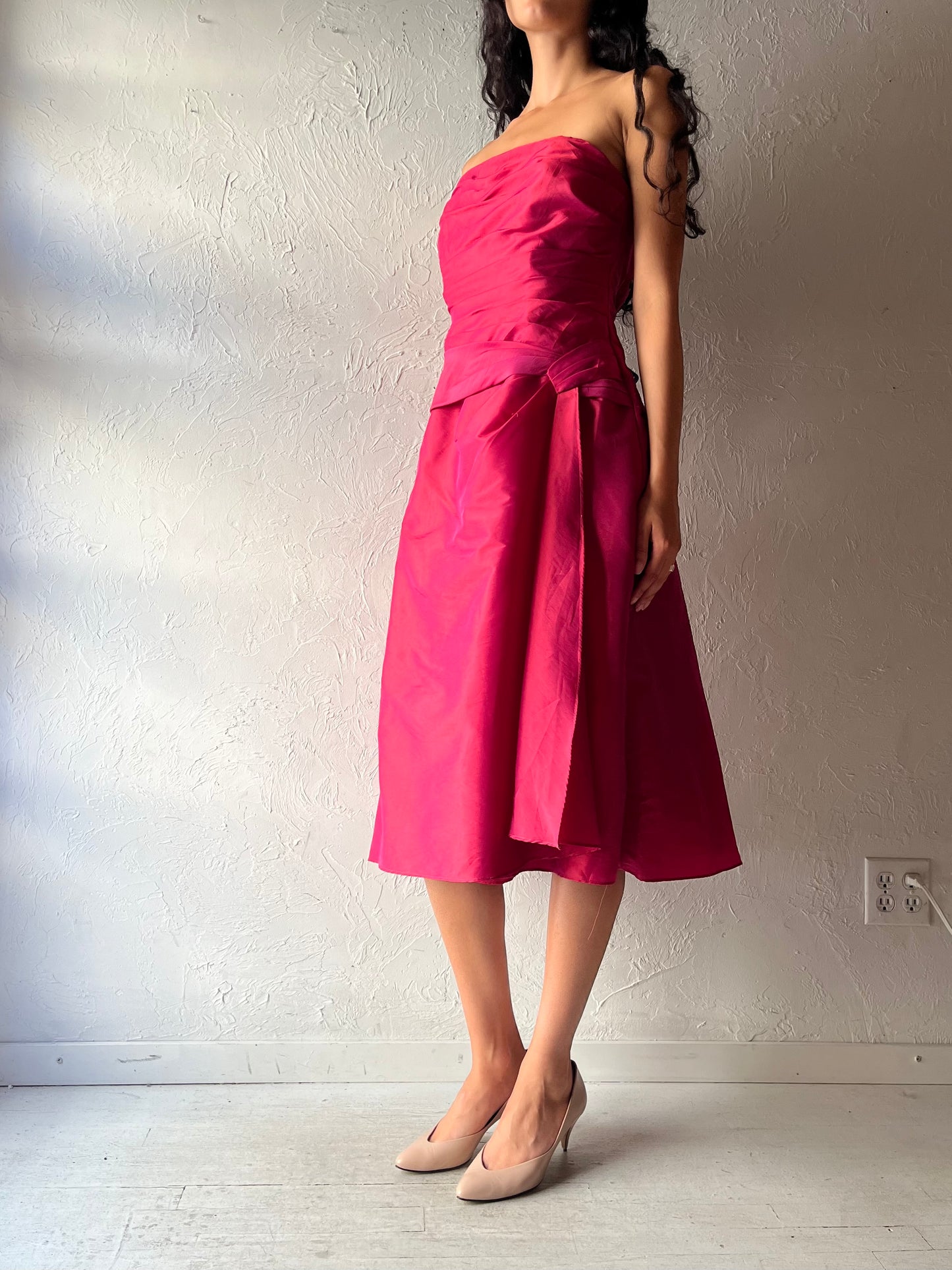 Y2k 'B2" Hot Pink Strapless Formal Dress / Large