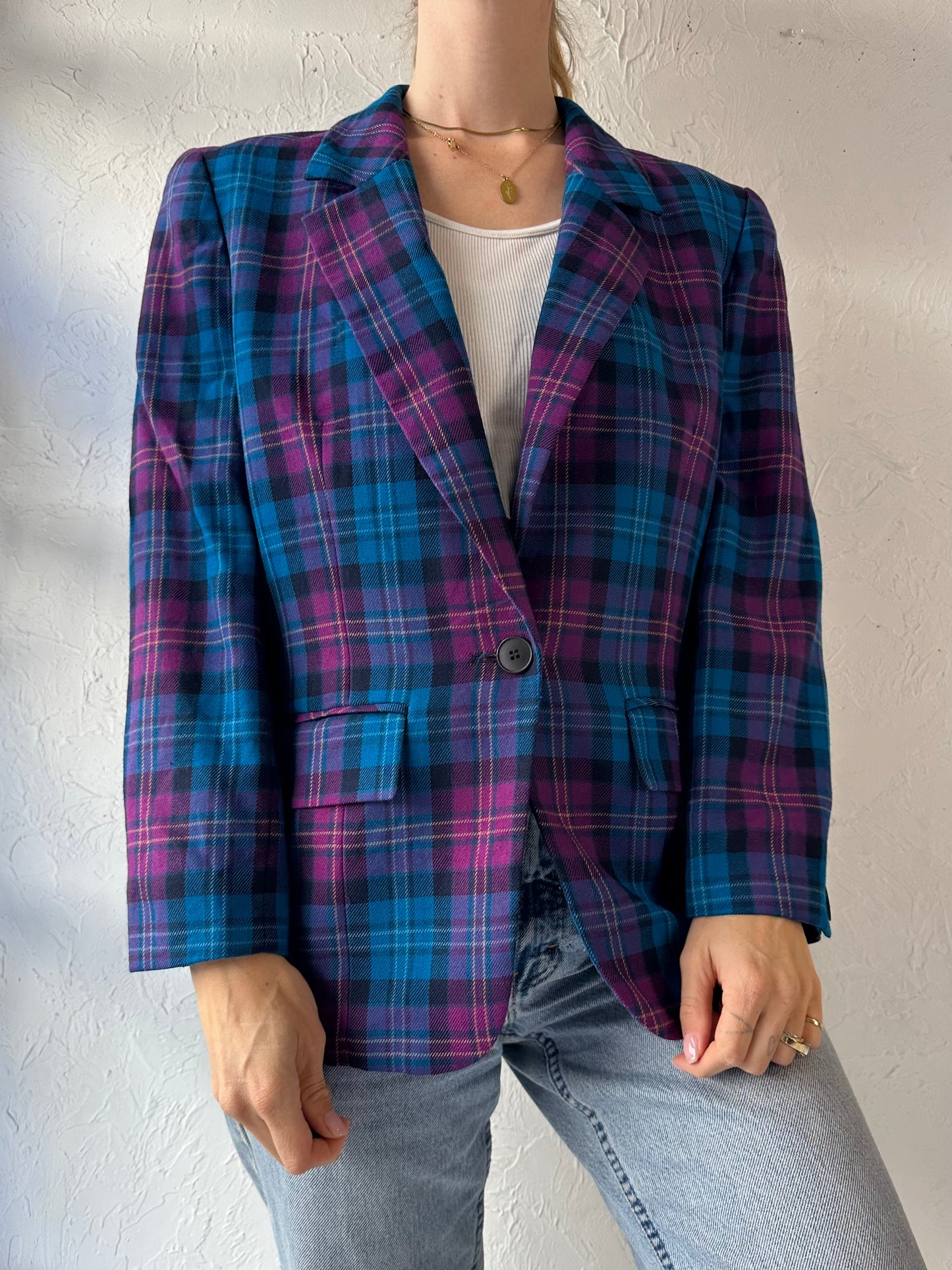 Vintage 'Pendleton' Plaid Wool Blazer Jacket / Medium