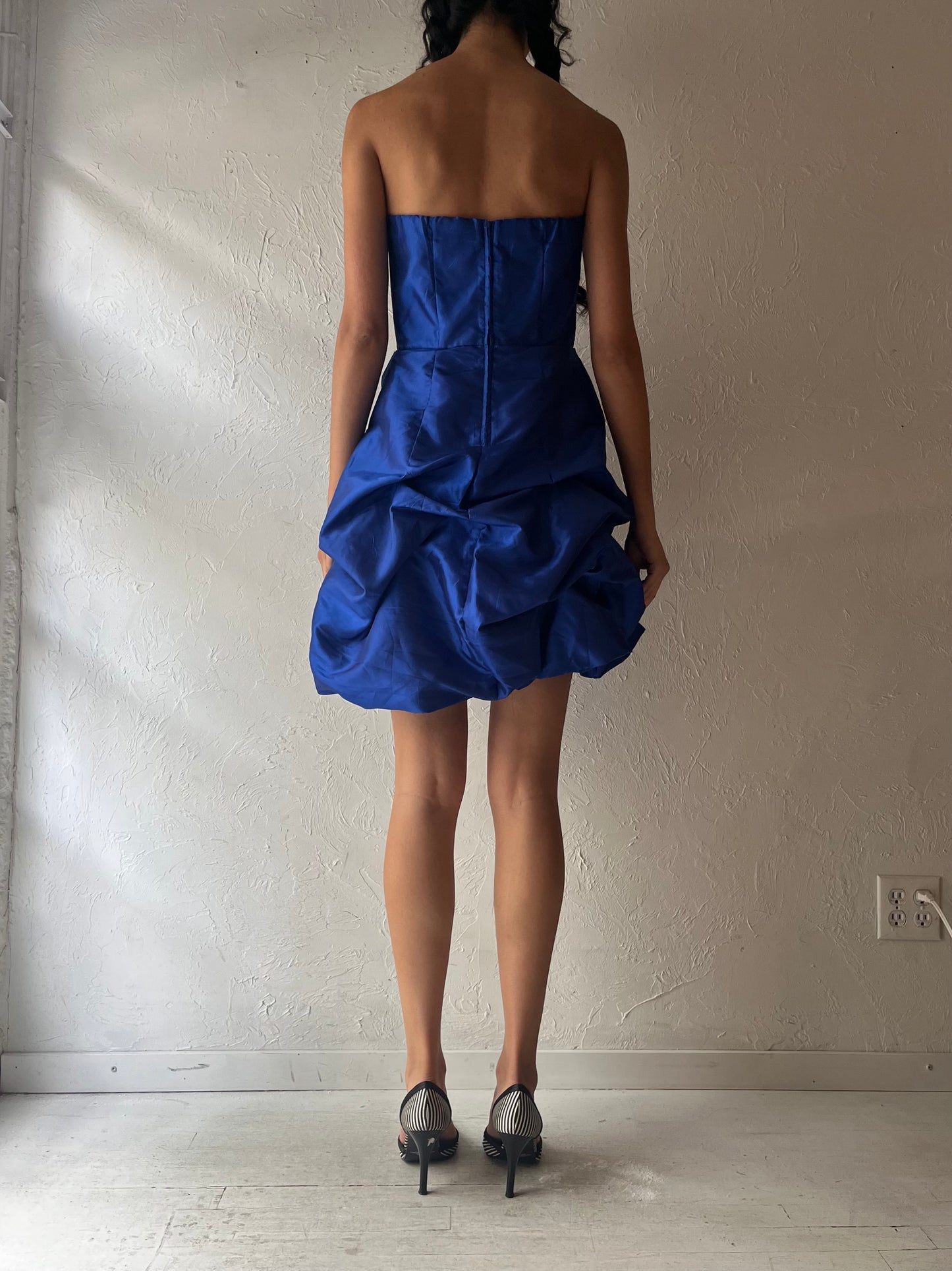 Y2k 'Le Chateau' Blue Bubble Mini Formal Dress / Small