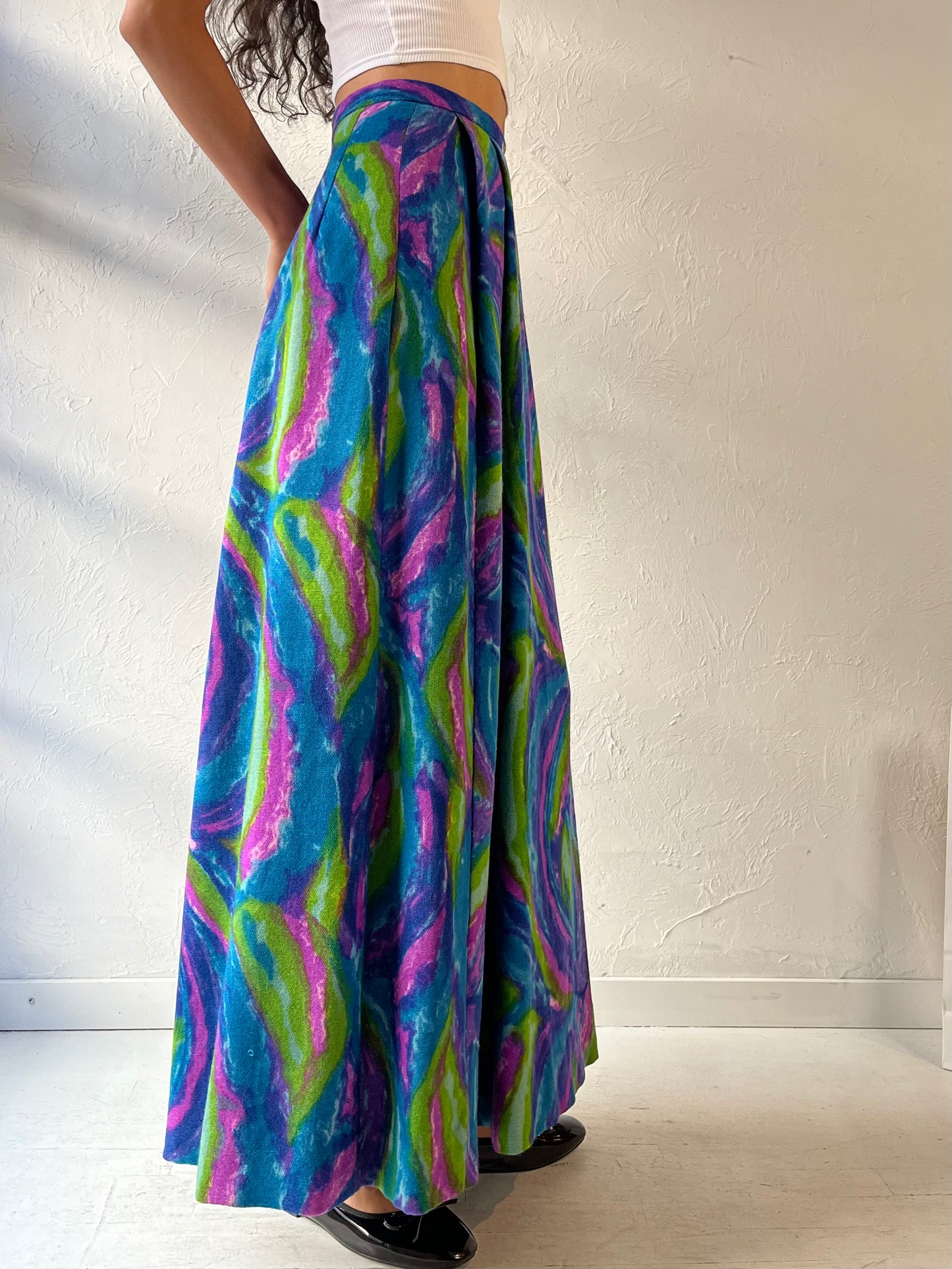 70s 'Malbe' Colorful Maxi Skirt / XS