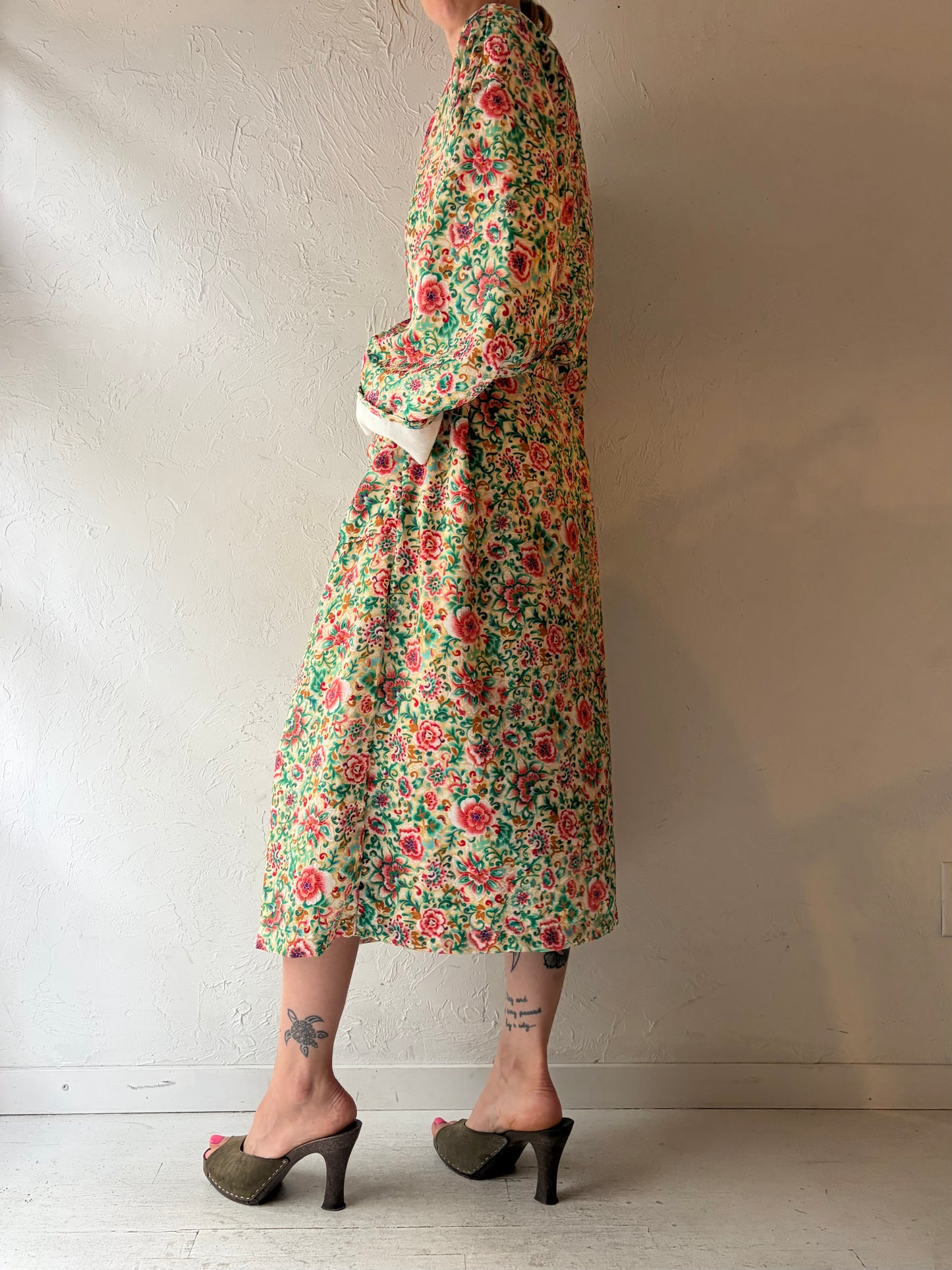 Vintage 'Victorias Secret' Gold Label Floral Robe / Medium - Large